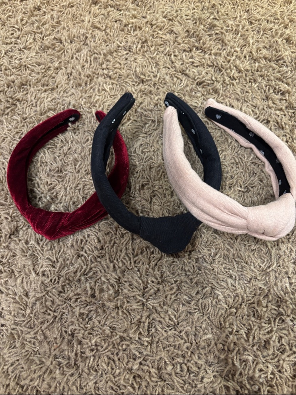 Lele Sadoughi Headband Trio - Burgundy, Black, Blush